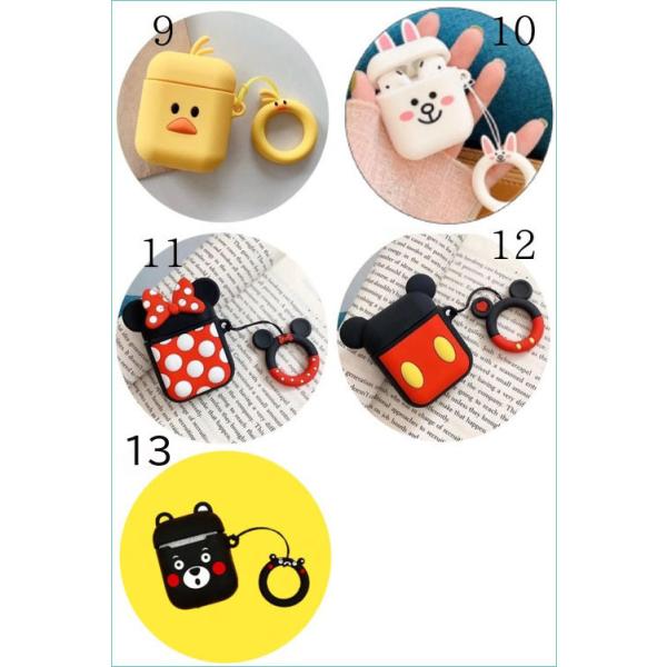 AirPods ケース トラップ付 かわいい キャラクター シリコン イヤホン