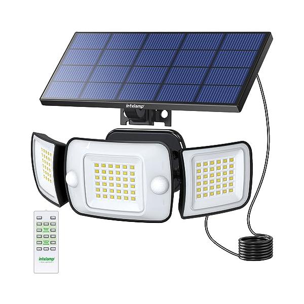 Intelamp ソーラーライト 屋外 センサーライト屋外 防水 ソーラー 人感センサー LEDライト6000mAh大容量電池 1200ルーメン 電気