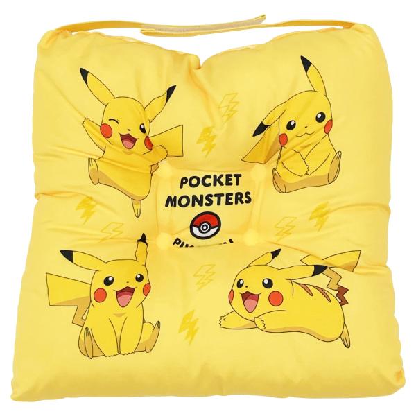 木目調とポケモン柄のクッション座布団2個セット モリピロ(MORIPiLO) 椅子用クッション 子供用 座布団 ポケモン