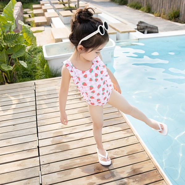 最新な 子供 子ども 苺 イチゴ いちご キッズ プール 海 スイムウェア