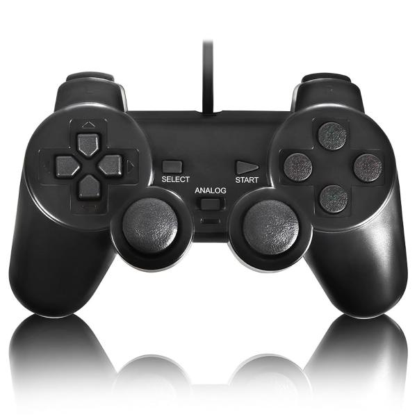 【あの頃の操作感が蘇る】PS2 コントローラー 有線 プレステ2 PS1 対応 振動機能 アナログ対応 4カラー (ブラック) [video game]