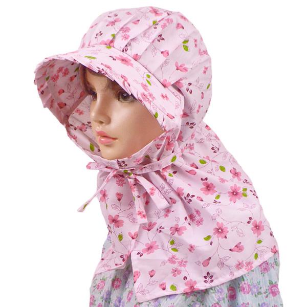 外での仕事や作業には定番の日除け帽子。つばの部分がシッカリしてて縁にはフリルが付いています。後ろにゴムが効いて肩に添うので見た目が良く、しっかり収まります。ゆったりサイズで丈長サイズなので日除けにはもってこい！