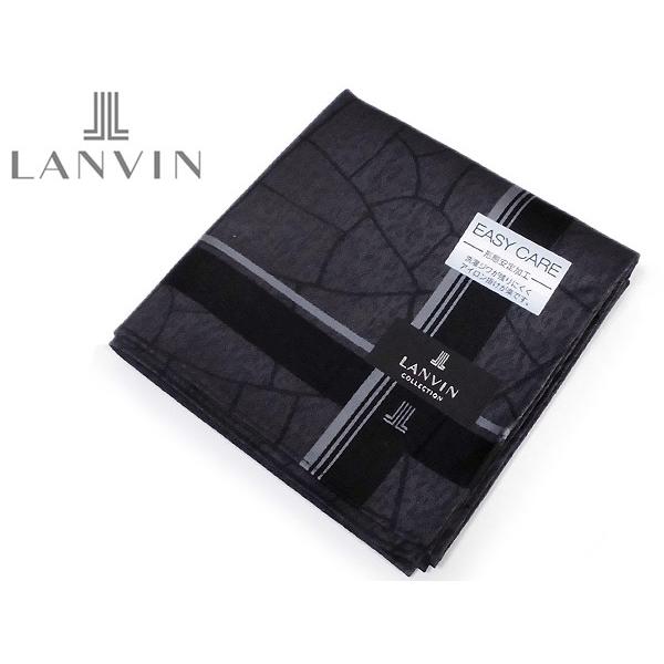 LANVIN（ランバン）紳士用ハンカチ (40) グレー系 形態安定加工 綿100％ 日本製 49cm メンズ