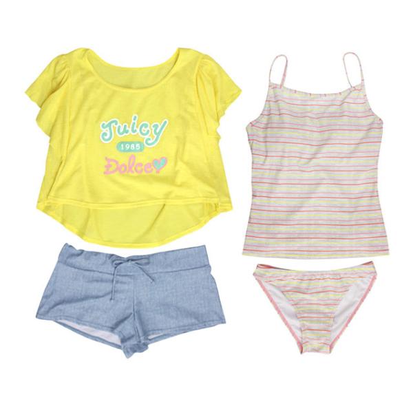 [決算SALE] 水着 子供 女子 女の子 セパレート ジュニア タンキニ 体型カバー Tシャツ カバーアップ ショートパンツ 160cm M L