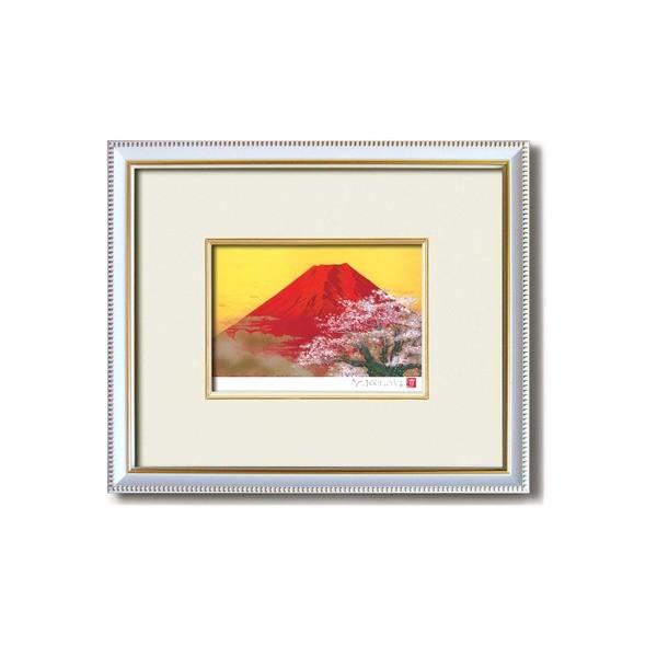 絵画額/白フレームセット 〔壁掛け用〕 吉岡浩太郎 「赤富士桜」 280×229×18mm 日本製