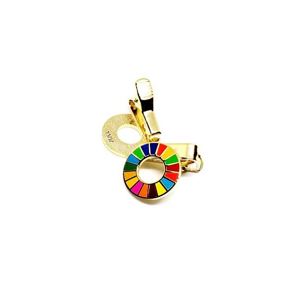 【SDGsクリップ式／小さめ20mm】SDGs バッジ（2個セット）生地が痛まない挟むタイプ ゴールド バッチ 七宝焼き 国連本部最新仕様 sdgs エスディージ