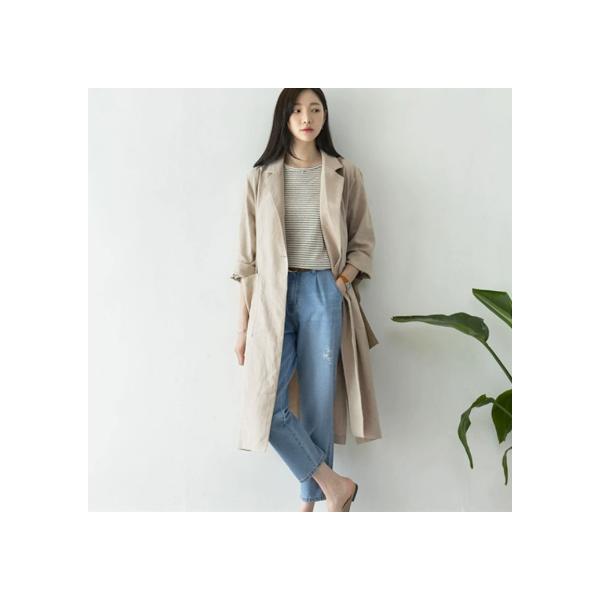 アウター リネン 夏用 薄手 綿麻 レディース ロングコート サイドスリット ワンボタン ゆったり 軽量 春夏