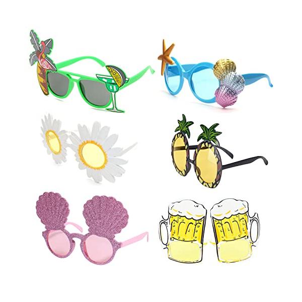 Veenkeny パーティーメガネ ざこししょう メガネ 6個セット 面白サングラス ビーチメガネ かわいい パーティー 記念写真 誕生日 小道