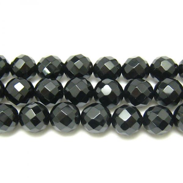 ブラックスピネル 64面ミラーボールカット 8mm 半連 約17〜18cm