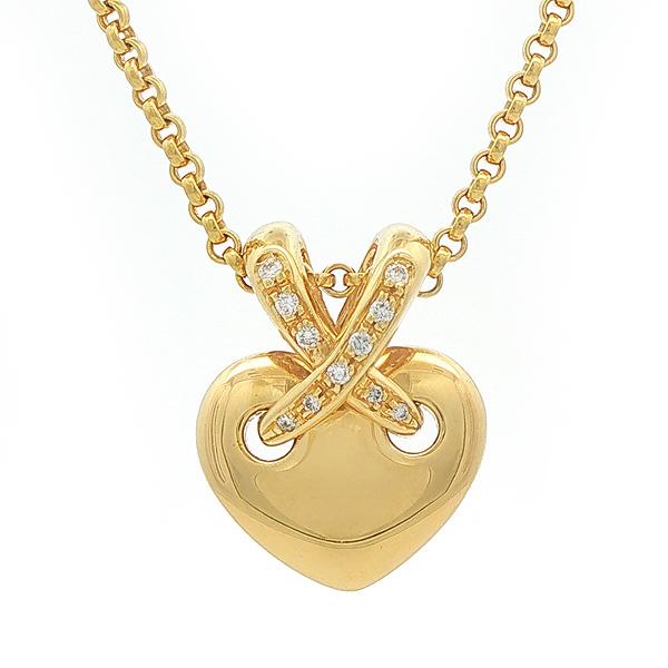 リアン（CHAUMET） ショーメ リアン ハート ダイヤネックレス K18YG A+ 