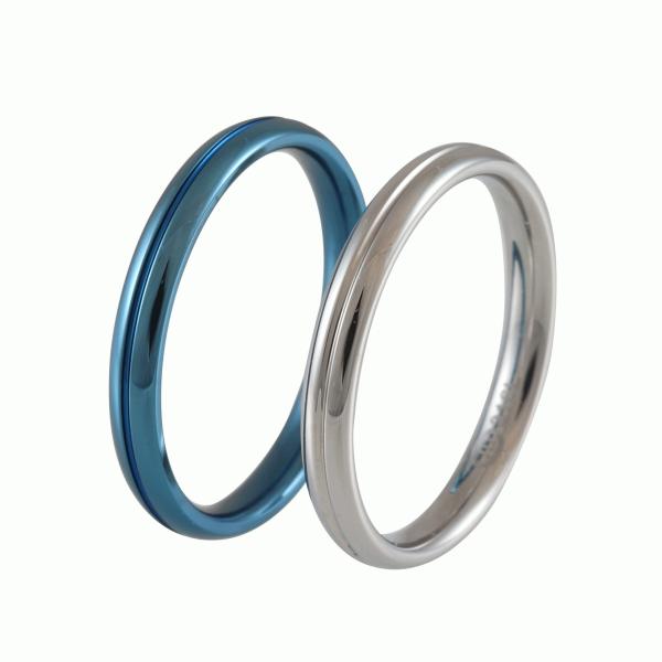 材質：サージカル ステンレス スティール 316L刻印：316L  最大幅・厚み 幅約2.7mm　厚み約 1.9mm 重さ: 約1.4gこちらの商品は2本セットでの価格となっております。ブルー・ホワイトのラインが施されたステンレスリングホワ...