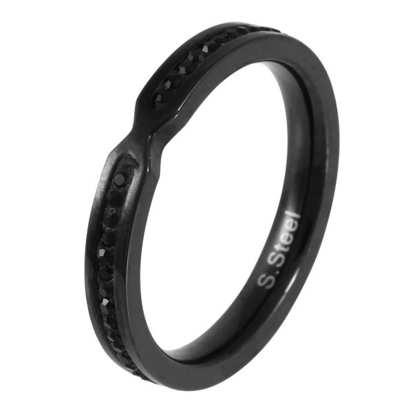 こちらの商品は1本での価格となっております。【石】：キュービックジルコニア【材質】：ステンレス　サージカルステンレス【刻印】：S.Steel　　(ステンレス)【指輪 リングサイズ】15号 19号 ブラックコーティングが施されたステンレスリン...