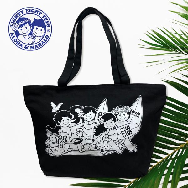 88TEES ハワイ トートバッグ カバン【YAYA AND OHANA ZIPPER TOTE BAG