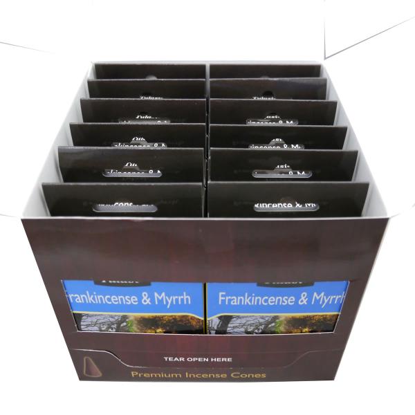 お香 フランキンセンス-ミルラ香 コーンタイプ TULASI FRANKINCENSE MYRRH CORN 15個入り×12箱セット