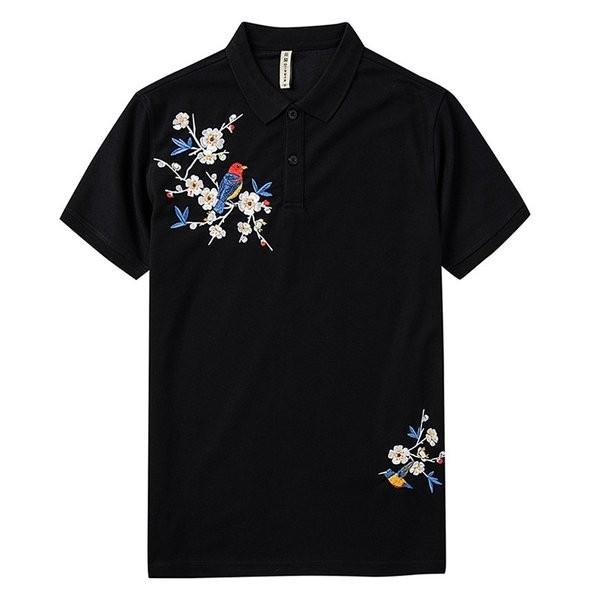 ポロシャツ メンズ 半袖 無地 刺繍 梅の花柄 鳥 オシャレ ゴルフ 綿 カジュアル Polo トップス 夏 Baodan Vkxzo2 Energetic Shop誠 通販 Yahoo ショッピング