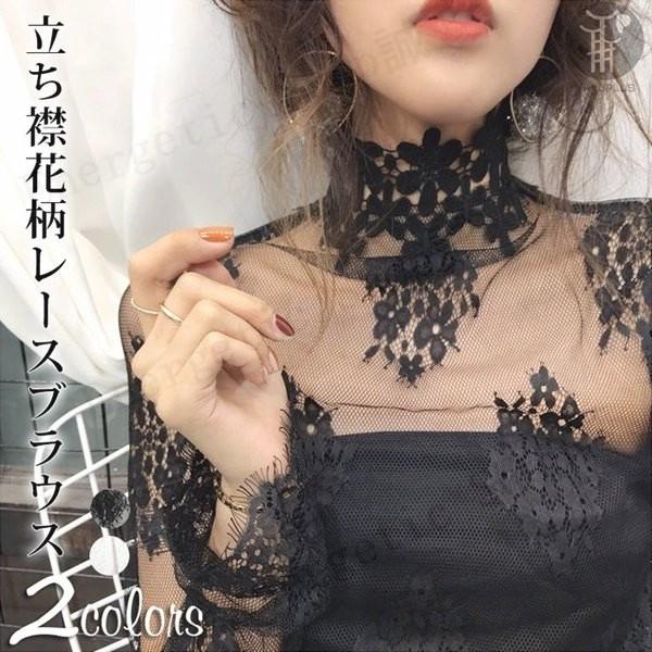 レースブラウス ブラウス レディース 花柄 シースルー トップス シャツ レース 透け感 スタンドカラー プルオーバー 送料無料 代引不可 Eub0402 Xgcez281 Energetic Shop誠 通販 Yahoo ショッピング