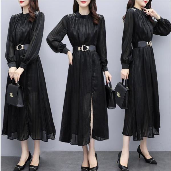 ワンピース レディース キレイめ ロングワンピース 秋冬 フォーマルワンピース リポン付き 二次会 通勤 Aラインワンピース 黒 着痩せ 大きいサイズ オシャレ Happyhukurou03wps616 Energetic Shop誠 通販 Yahoo ショッピング