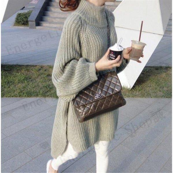 ニット セーター レディース ハイネック 秋 冬 長袖 トップス ロングニット スリット ゆったり 着痩せ お洒落 ニットワンピース 体型カバー 通勤 Ol 30代 40代 Happyyd Energetic Shop誠 通販 Yahoo ショッピング