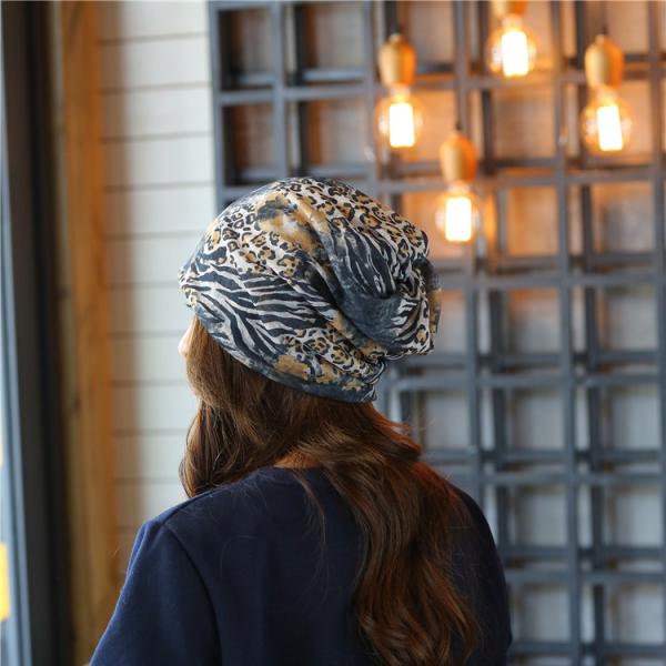 レディース 秋 春 豹柄 ヒョウ柄 お家帽子 ワッチキャップ 薄手