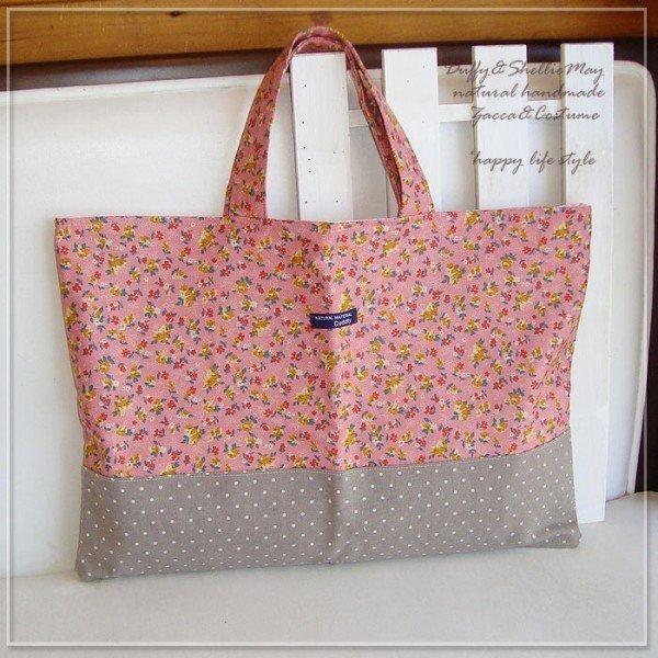 入園・入学準備に！*レッスンバッグ（ピンク花＆ドット）*sta32-lessonハンドメイド