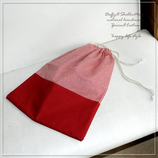 入園・入学準備に ハンドメイドの巾着袋(赤newyork79)sta73-pouchハンドメイド