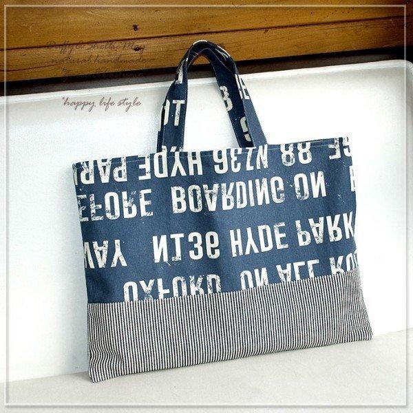 入園・入学準備に レッスンバッグ（かすれ英字）sta79-lessonハンドメイド
