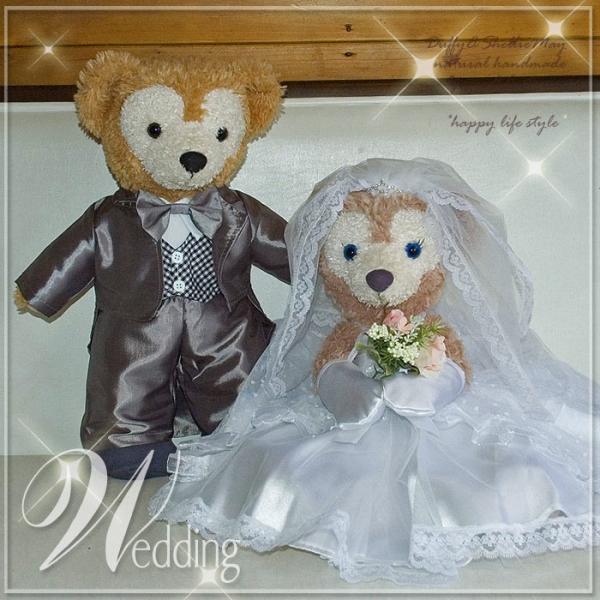 Wd ハッピーライフスタイル Nuinui シェリーメイコスチューム Sサイズ43cm ウエディングドレス 12t タキシード グレー ウエルカムベアに ダッフィー 14g ペアセット Wd