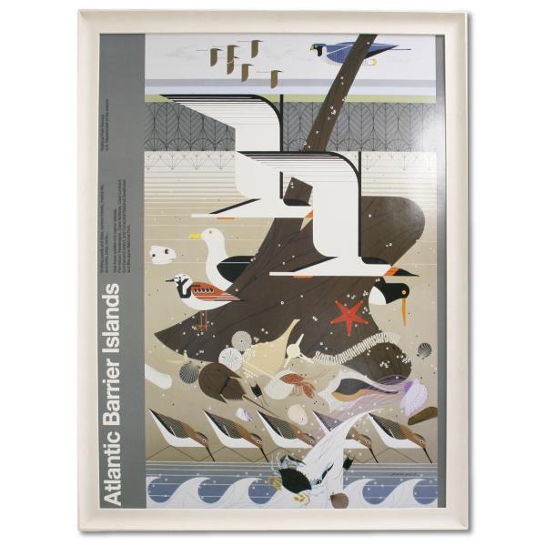 チャーリーハーパー 額入りポスター CH02 「Atlantic Barrier Islands―National Park Poster―」 Charley Harper 82×107cm アートポスター