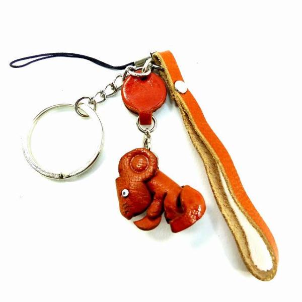 ネズミ型レザーキーホルダー キーホルダー 牛革 本革 レザー ネズミ 手作り ハンドメイド 鼠 A