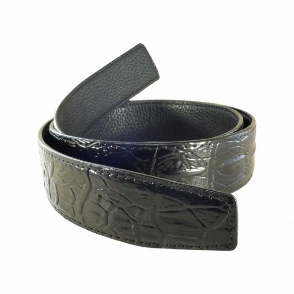 バックルなし 牛革 合皮 ベルト レザー クロコダイル背中柄 120-125cm 幅38mm 7穴 ロングサイズ 長い メンズ 本革 紳士 ピン用 BB-154 宅配便のみ