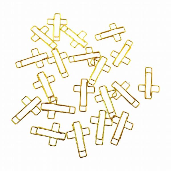 デザイン ゼムクリップ 十字架 クロス 20個セット ゴールド ペーパークリップ HB-669 メール便送料無料