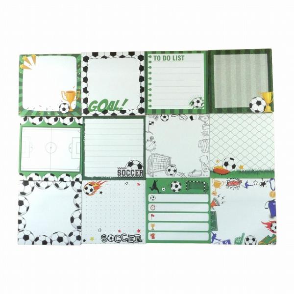 ふせん サッカー 12種セット 大判 大きいサイズ 正方形 書き込みやすい メモ帳 てんこ盛り HB-684 メール便送料無料