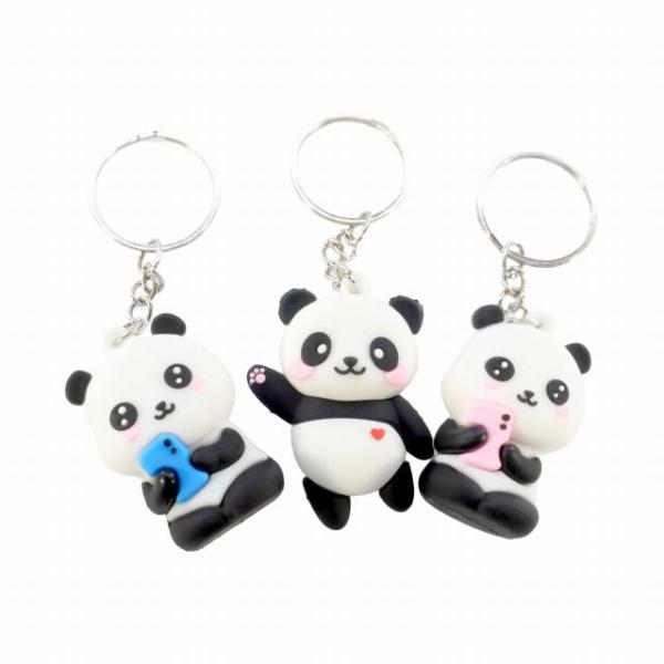 パンダ キーホルダー 3個セット 癒しグッズ キーリング 動物 かわいい KH-130 メール便OK