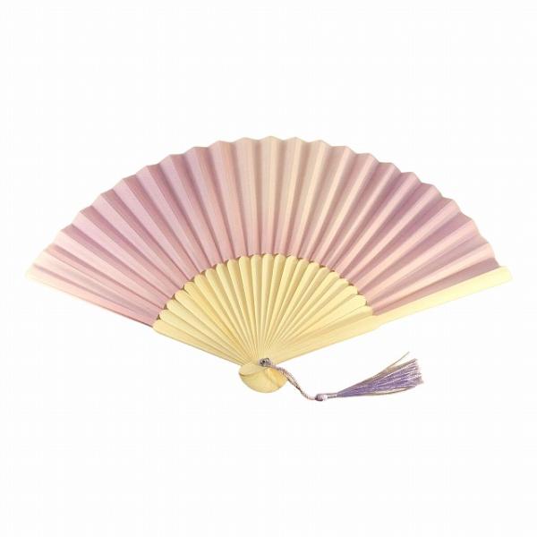 扇子 ラベンダー色 グラデーション うす紫色 フェイクシルク 21cm タッセル付き たいだい柄 おしゃれ 男性用 女性用 SEN-314 メール便OK