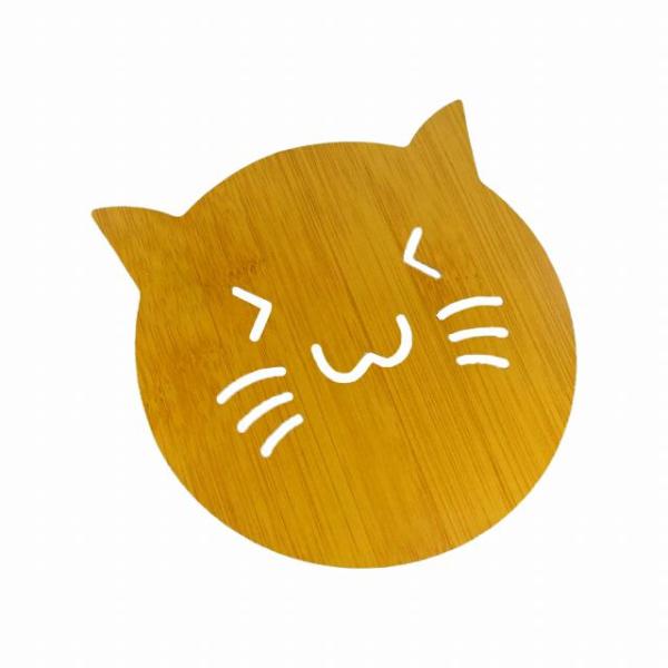 鍋敷き コースター 木製 大 猫 ネコ 1枚 動物 大判 かわいい おしゃれ TW-135 メール便OK