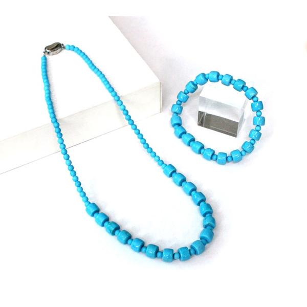 ターコイズのバングルとネックレスのセット 楽天市場】ターコイズ ブレスレット 2点セット ネックレス 金属製