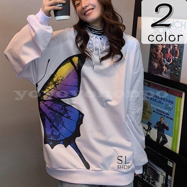 パーカーレディース大きいサイズフード付きtシャツロング丈蝶柄プリント長袖トップスおしゃれ Htmcd16 Happy Tree Mall 通販 Yahoo ショッピング