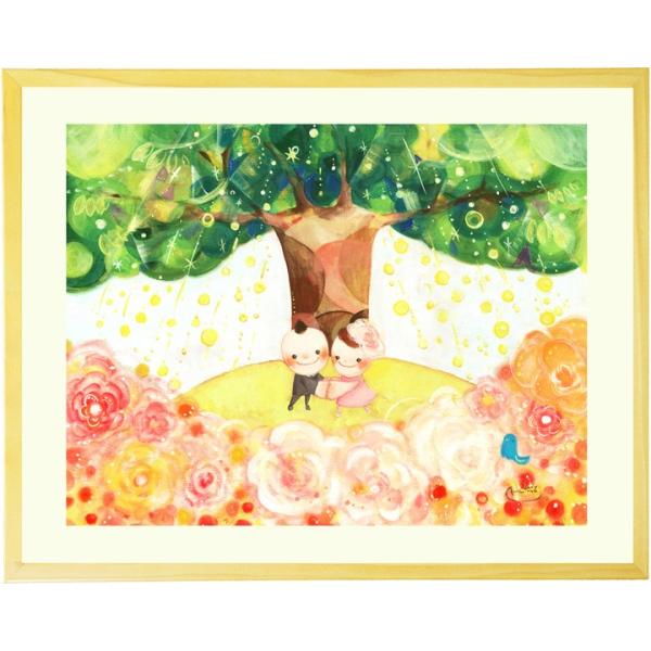 直筆書道作品 パネルアート　新築祝いや結婚祝いなど 結婚記念日 結婚祝い プレゼント 絵 幸せアート(Shine Tree/Lサイズ
