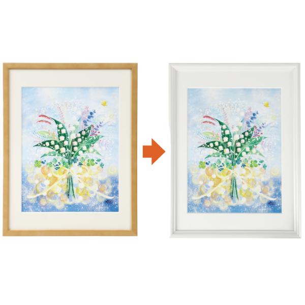 KAWAII ARTでは、標準仕様で「オークカラー」の額縁がついていますが、ご希望の方は「パールホワイト」の額に変更ができます。こちらの【額変更オプション】をKAWAII ARTの商品と一緒にカートにお入れいただきご注文ください。 ★こちら...
