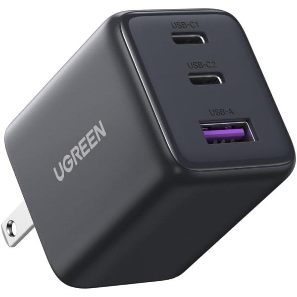 UGREEN 充電器 type-c 30W (2*USB-C+1*USB-A) 【PSE技術基準適合/PD3.0