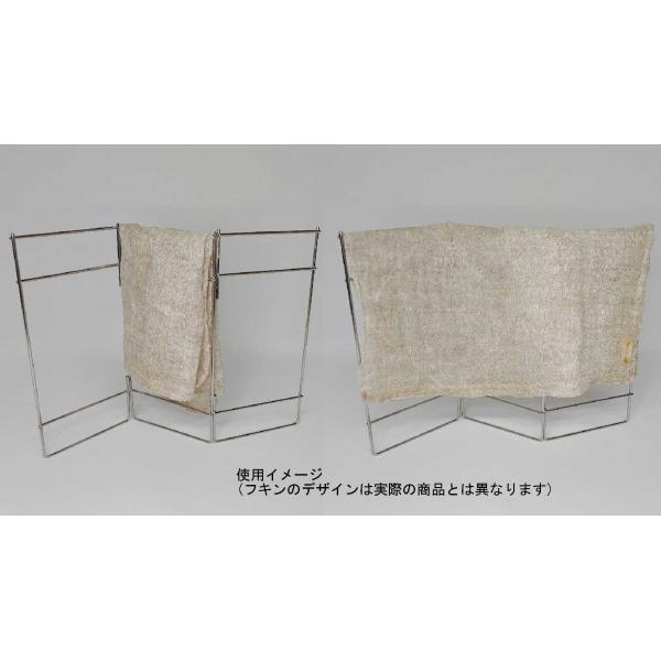 ステンレス製フキンスタンド(岡井麻布商店製布巾) ふきんかけ 三つ折り式 麻布フキン付 日本製 ふきん掛 キッチンタオルハンガー スリム
