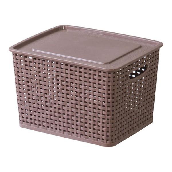 フタ付きバスケットボックス アミー M ブラウン 幅36 奥行30 高さ22cm 収納家具 プラスチック収納ケース 収納ボックス ふた付タイプ Y Az Lfs 692br 原田の家具 通販 Yahoo ショッピング