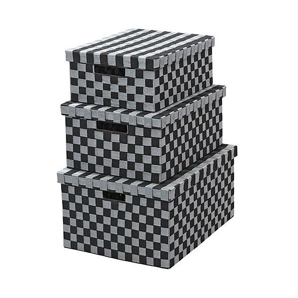 小物入れ 収納 ボックス 箱 リボンバスケット 3個セット フタ付 ブラック 雑貨入れ 雑貨収納 収納ボックス メーカー公式ショップ フタ 蓋 収納ケース 小物収納