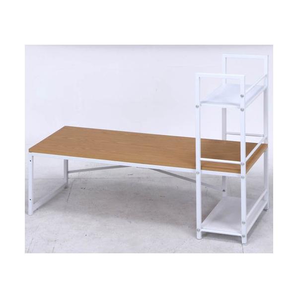 デスク 机 書斎机 ユニットデスク パソコンデスク ラック付きデスク ルール 注文後の変更キャンセル返品 ワイド 収納棚 ワークデスク 幅121cm ロータイプ 本棚 メープル ローデスク 棚付き