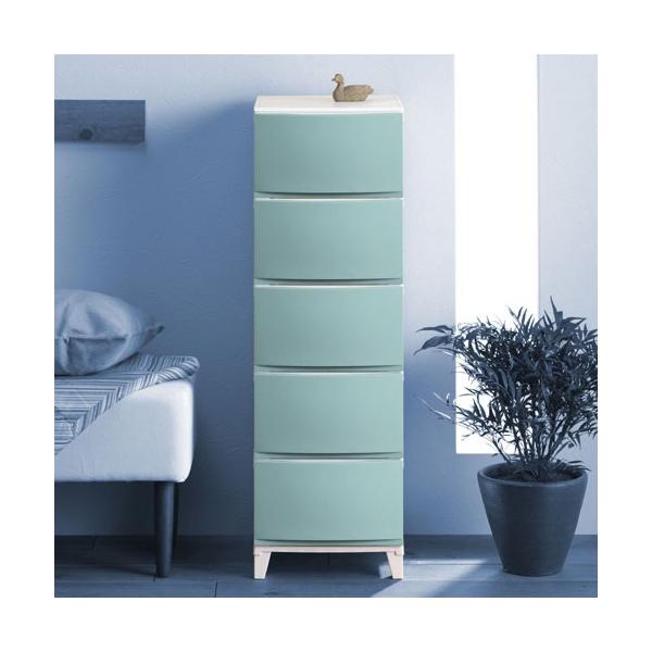 収納ケース ルームスシェード 345 5段 幅34cm 情熱セール 高さ107cm サンドブルー プラケース 衣装ケース 押入れ収納 クローゼット収納