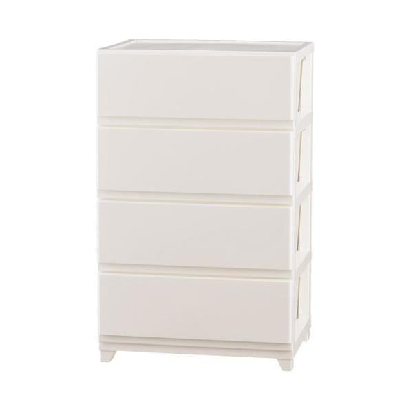 収納ケース デコニーワイド 4段 幅54cm 高さ86cm クローゼット収納 プラケース ホワイト 激安通販販売 押入れ収納 衣装ケース
