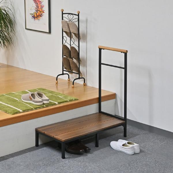 玄関台 幅91cm 靴も収納できる 手すり付き 安心 段差 転倒防止 補助具 品質保証 手すり一体型 ふみ台 踏台 お年寄り 手摺り 安定 踏み台 介護 高齢者 頑丈 子供 介助
