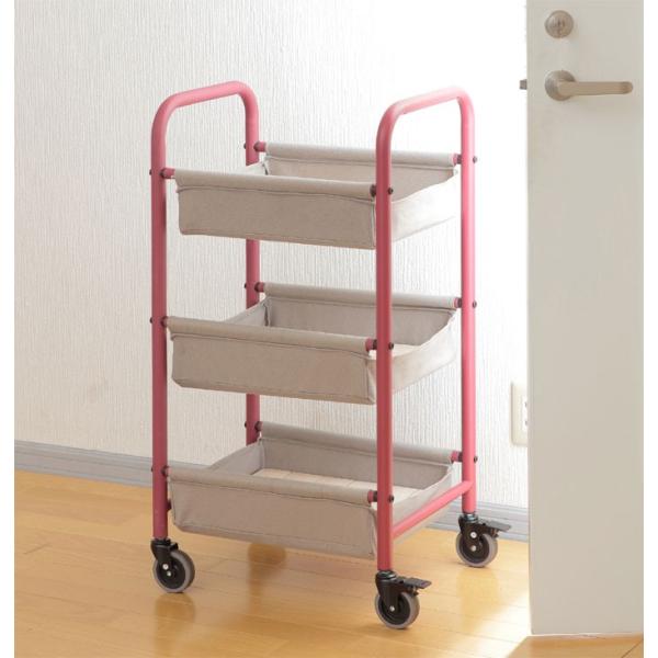 ランドリー バスケット ワゴン 3段 キャスター ヴィンテージローズ 幅47 高さcm ランドリーバスケット ランドリー