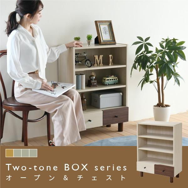 オープンキャビネット 本棚 シェルフ ラック 収納棚 見せる収納 ツートン Two Tone Box 幅60 高