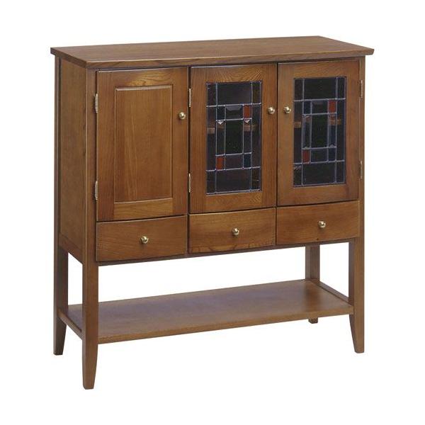 キャビネット 期間限定特価品 サイドボード 戸棚 本棚 食器棚 オーロラ ステンドガラス 幅84cm 飾り棚 棚 リビングボード 高さ85cm おしゃれ カップボード かわいい 収納棚